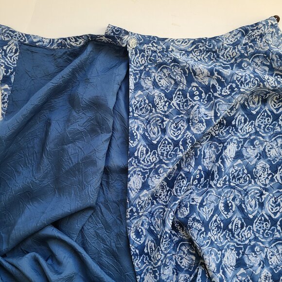 Vintage 100% Silk Midi Wrap Skirt 4 Blue Straight Waist 24" Classic Charter Club - Picture 4 of 9